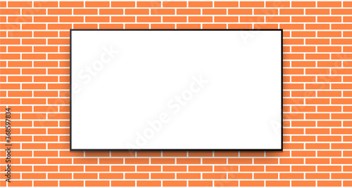 Wallpaper Mural TV with white screen on brick wall background, technology vector template with copy space. Torontodigital.ca
