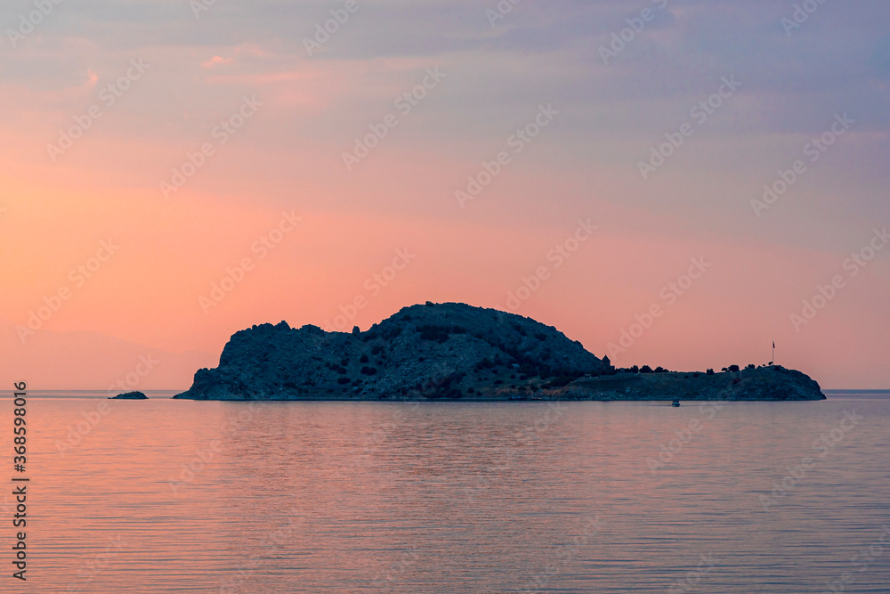 the beautiful sunset view of Akdamar island, Van, Turkey