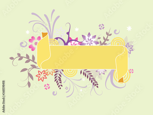 ribbons banners vintage flowers flat isolated background, vector Illustration.