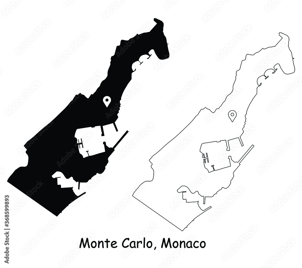 Monte Carlo, Monaco. Detailed Country Map with Location Pin on Capital ...