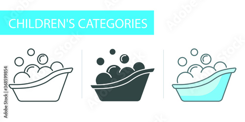 baby icons set, baby bath