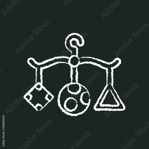 baby chalk icon, baby bed bell toy