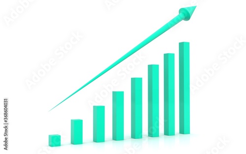 3D illustration of Business graph on white background