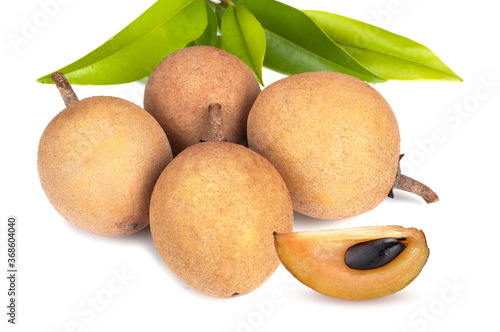 camera shot on fresh sapodilla fruit with isolated background