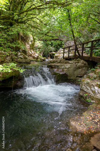 stream and waterfall in morigerati caves of Bussento