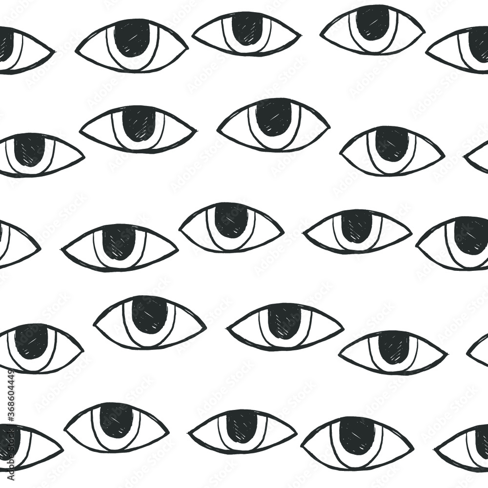 Seamless pattern of eyes. Image for a poster or cover. Hand drawn repeating texture. Figure for textiles. Seamless pattern of eyes. Image for a poster or cover. Hand drawn repeating texture. Figure for textiles.