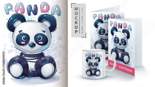 Teddy panda poster and merchandising.