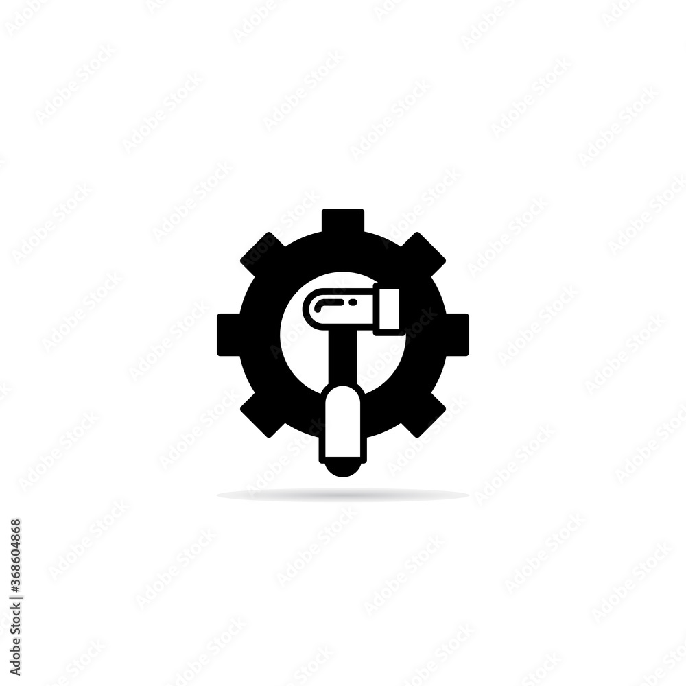 hammer and gear icon vector illustration hammer and gear icon vector illustration