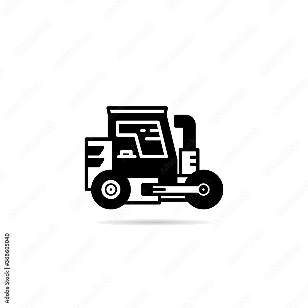 tractor icon with drop shadow vector illustration