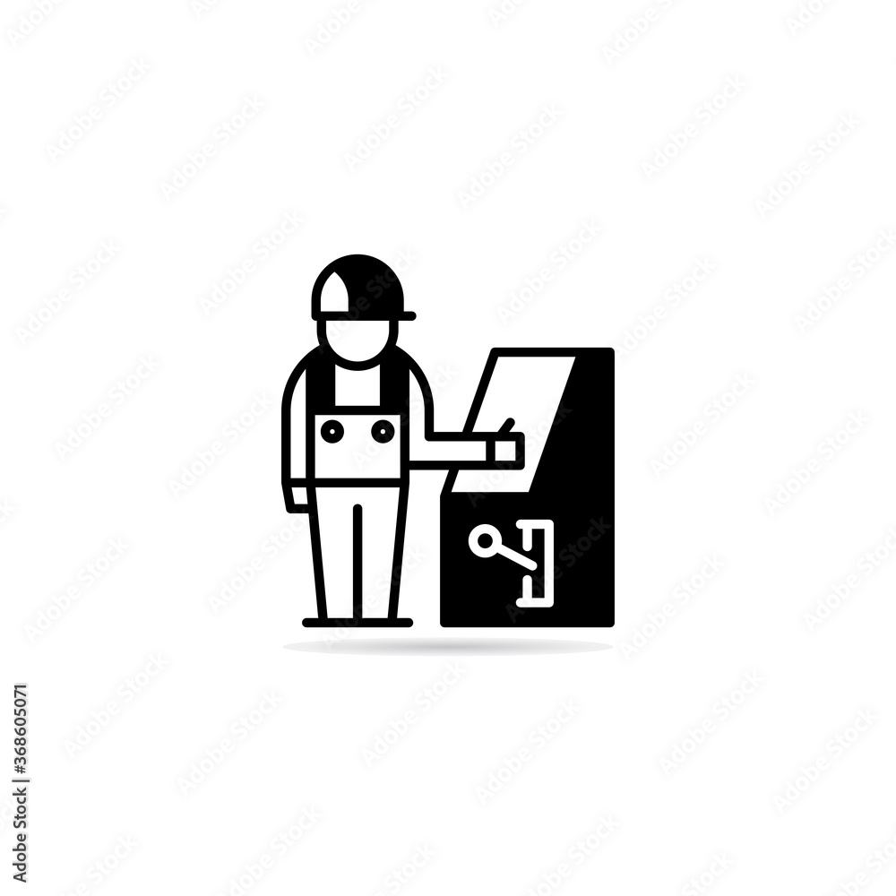 engineer control automation machine icon with drop shadow vector illustration engineer control automation machine icon with drop shadow vector illustration