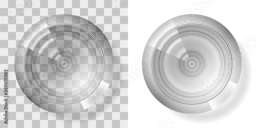 Empty glass on a transparent background. Top view.