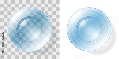 Empty glass on a transparent background. Top view.