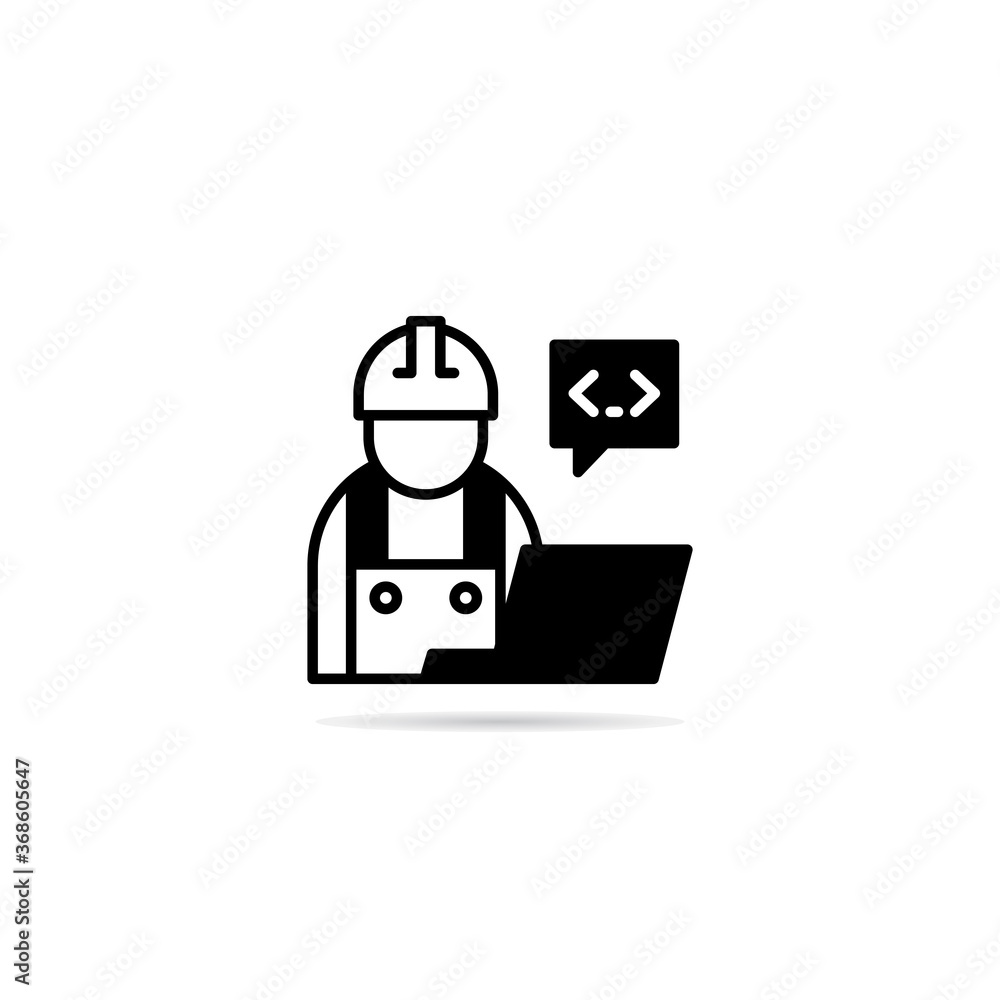 engineer coding on laptop icon vector illustration engineer coding on laptop icon vector illustration