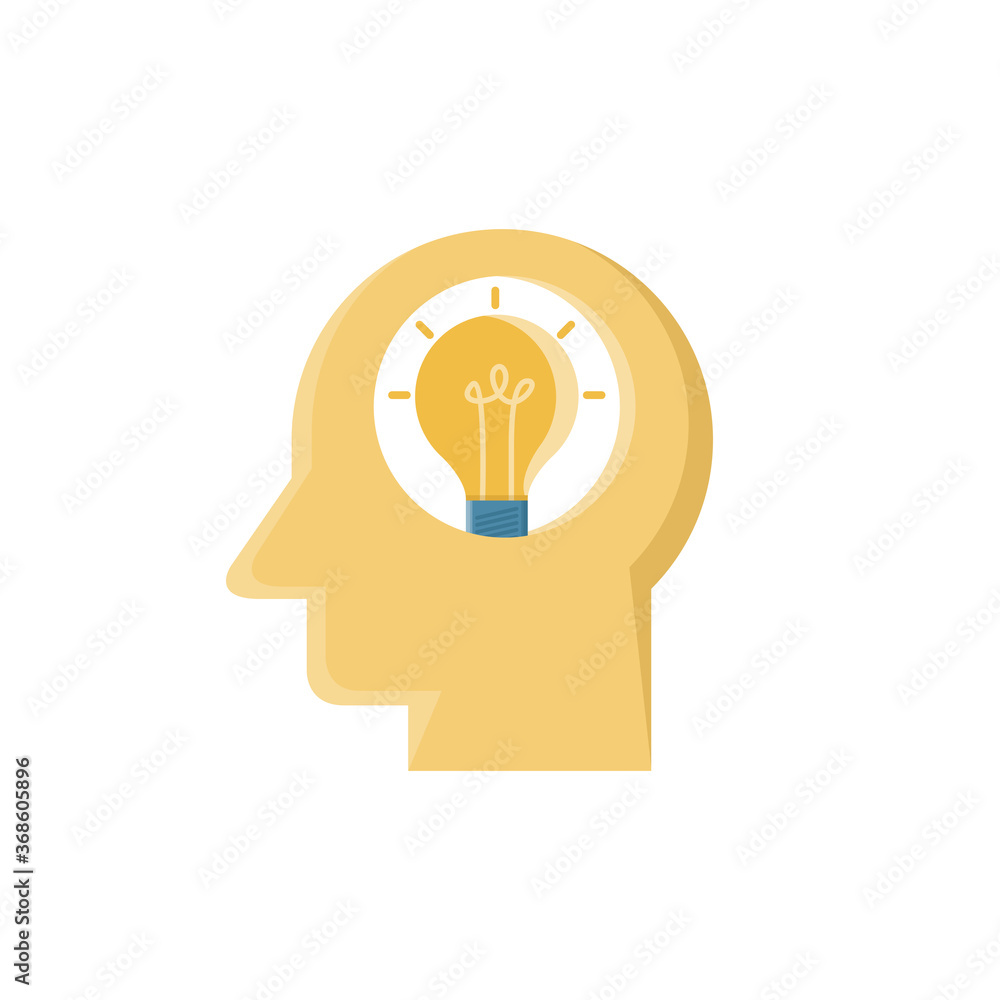human head and light bulb icon for creativity concept human head and light bulb icon for creativity concept