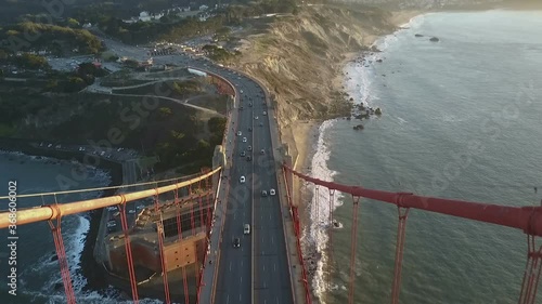 The Golden gate bridge aerial shot 