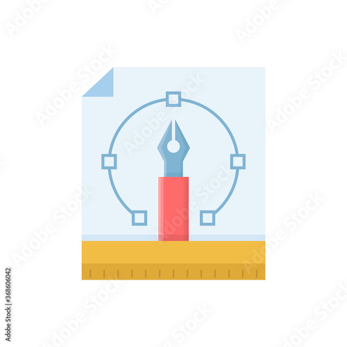 pen and ruler on paper icon vector