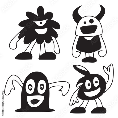 funny and doodle monster characters