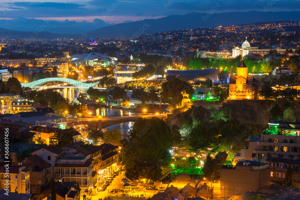 Tbilisi at night, Georgia, Caucasus, Middle East, Asia