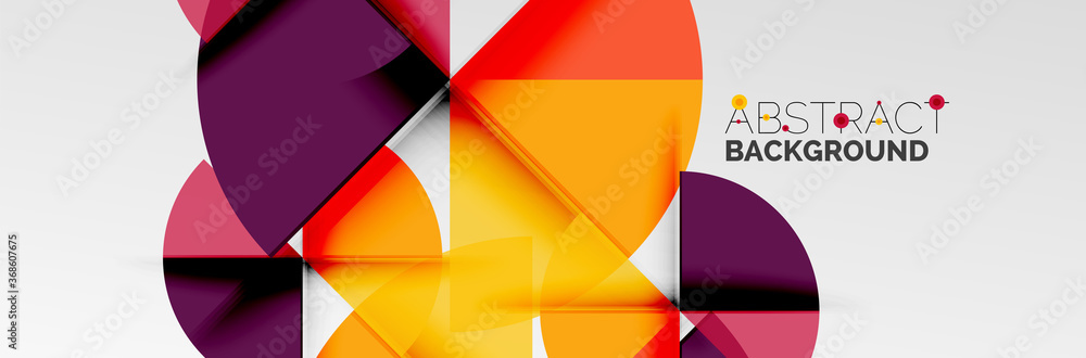 Bright color circles, abstract round shapes and triangles composition with shadow effects. Vector modern geometric design template Bright color circles, abstract round shapes and triangles composition with shadow effects. Vector modern geometric design template