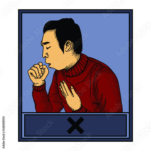 artwork illustration design wrong way of coughing premium vector