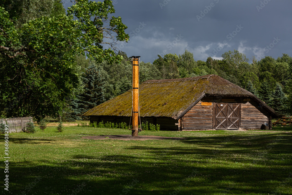 Fototapeta premium Old wooden traditional house in lithuania