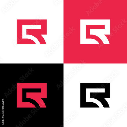  Initial letter CR or LR logo design template elements, minimal style monogram, square shape typography - Vector
