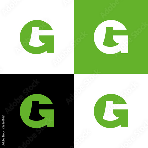 Initial letter G axe logo icon design, lumberjack or wood logging industry symbol - Vector