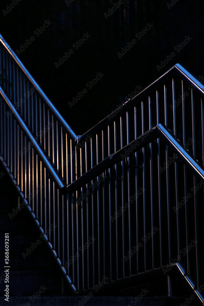 Metallic railing in an urban environment Metallic railing in an urban environment