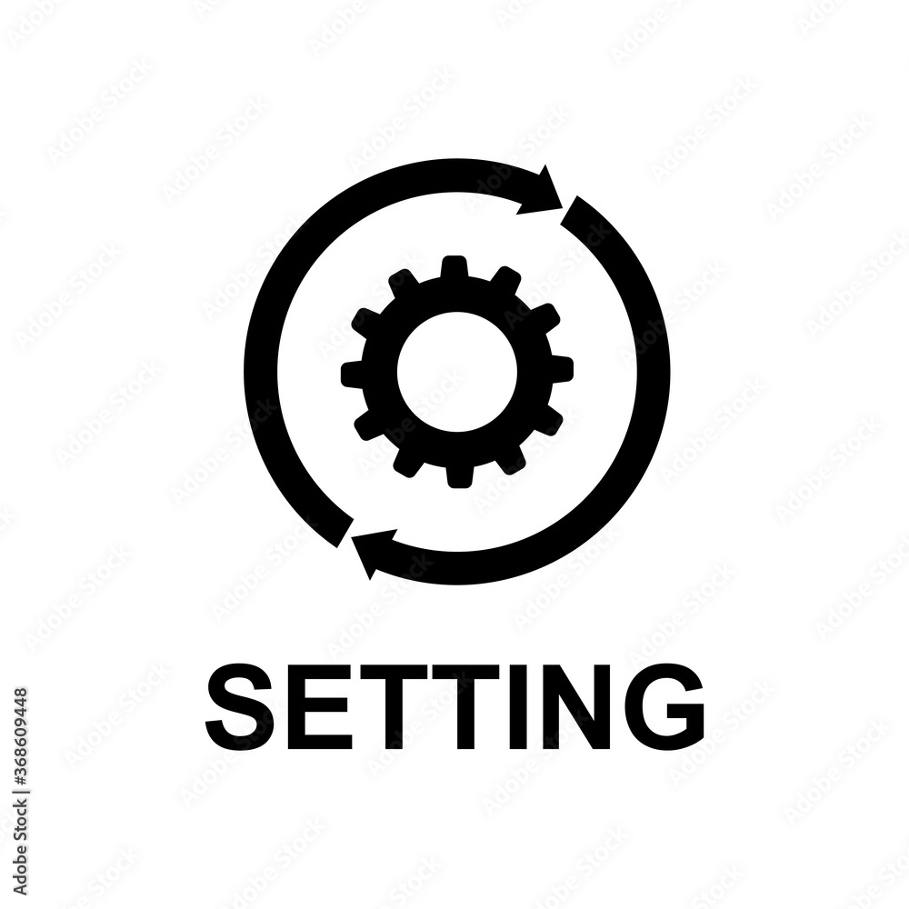 sync process, black gear wheel icon . Setting , vector illustration sync process, black gear wheel icon . Setting , vector illustration