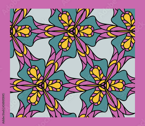 Decorative design with abstract elements for decoration and your design. Ornament, symmetry texture. Print for shawl and carpet, tile. Vector illustration.
