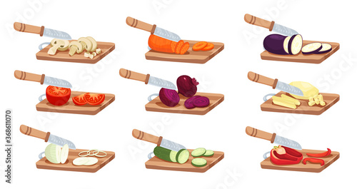 Sliced Vegetables And Knife Set