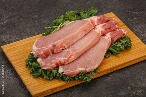 Raw pork steak for cooking