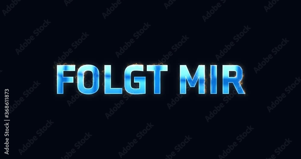 Das Wort Folgt mir. Intro Logo elektrisch (Blitze). Text blau. Opener Animation 4K Das Wort Folgt mir. Intro Logo elektrisch (Blitze). Text blau. Opener Animation 4K