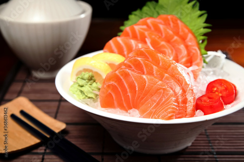 A Bowl Of The Salmon Sashimi
