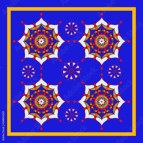 Decorative beautiful design with abstract elements for decoration and your design. Mandala. The Ornament. Symmetry texture. Print for shawl and carpet, tile. Vector illustration.	