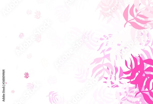 Light Pink vector natural artwork with leaves.