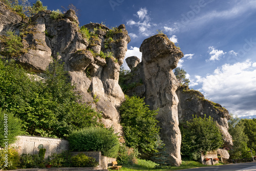 Cliff of Franconian Switzerland on sunny summer day