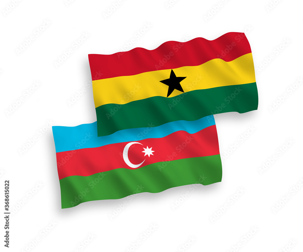 Obraz premium Flags of Azerbaijan and Ghana on a white background
