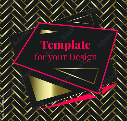Template for your design on brick elements background of different geometric forms for packing,  banner, flyer and print design. Workpiece for your design. 