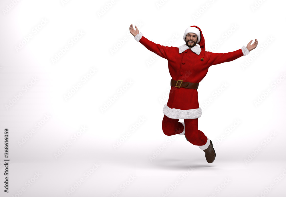 3D Render : the portrait of Santa Claus Character standing with white background 3D Render : the portrait of Santa Claus Character standing with white background