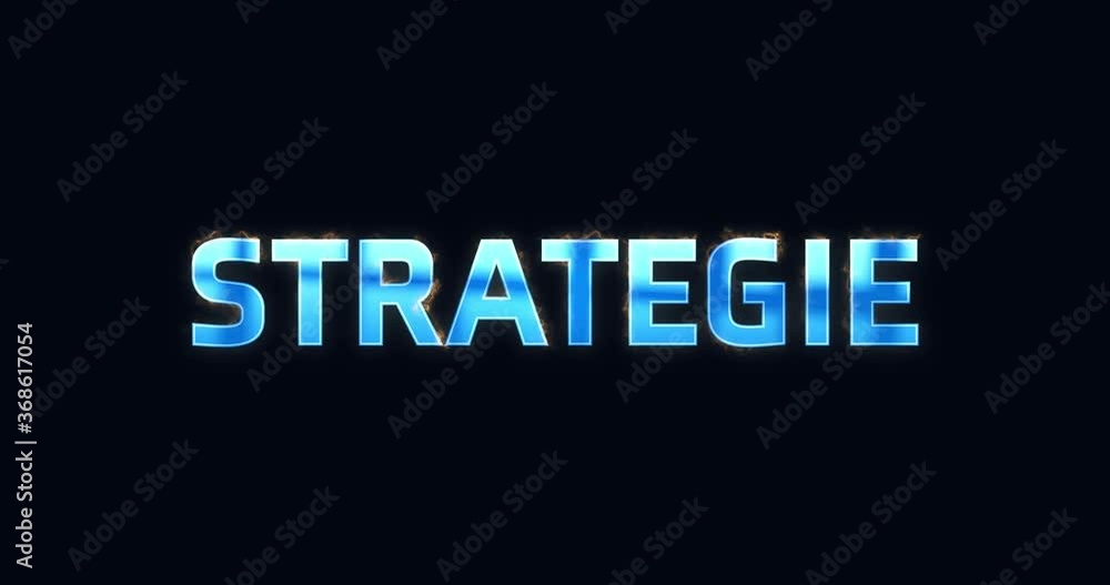 Das Wort Strategie. Intro Logo elektrisch (Blitze). Text blau. Opener Animation 4K Das Wort Strategie. Intro Logo elektrisch (Blitze). Text blau. Opener Animation 4K