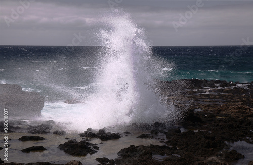 North west coast of Gran Canaria, Canary Islands, Puerto de las Nieves area, flying sea foam