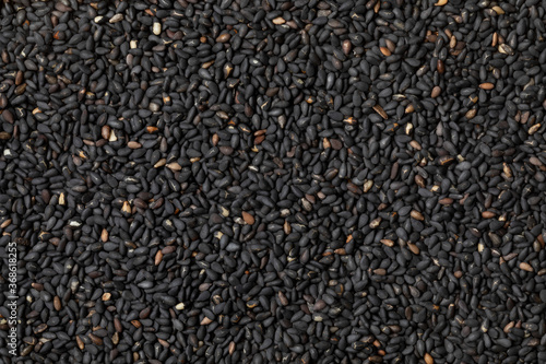  Black roasted sesame seeds close up
