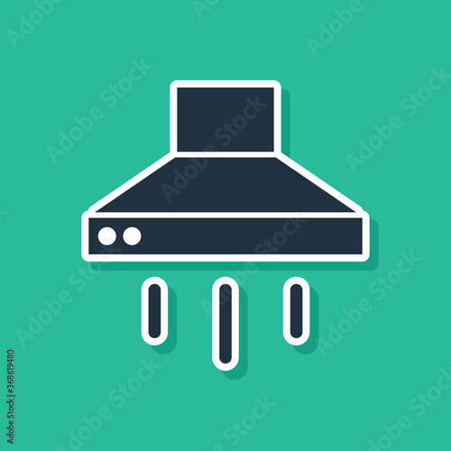Blue Kitchen extractor fan icon isolated on green background. Cooker hood. Kitchen exhaust. Household appliance. Vector.