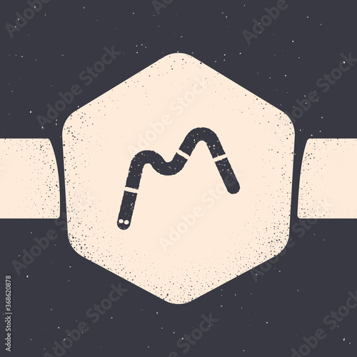Grunge Jelly worms candy icon isolated on grey background. Monochrome vintage drawing. Vector.