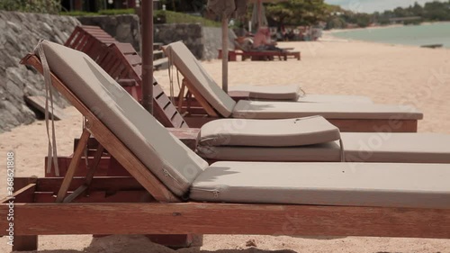 Wallpaper Mural Koh Samui Thailand Covid 19 Lockdown Empty Beach no tourists close up of sun bed - vacant Torontodigital.ca