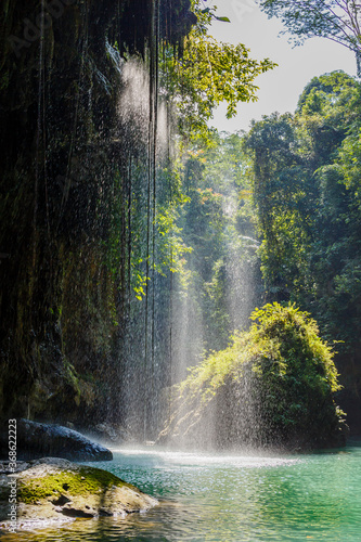 The Green canyon  Cukang Taneuh is a popular landmark west of the Indonesian resort of Pangandaran  The greenery-covered canyon  visit  boat trip  45 minutes 