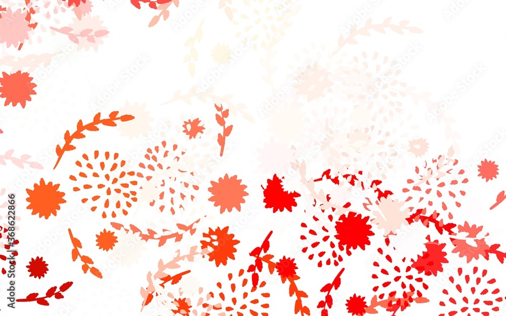 Light Red vector doodle layout with flowers, roses. Light Red vector doodle layout with flowers, roses.