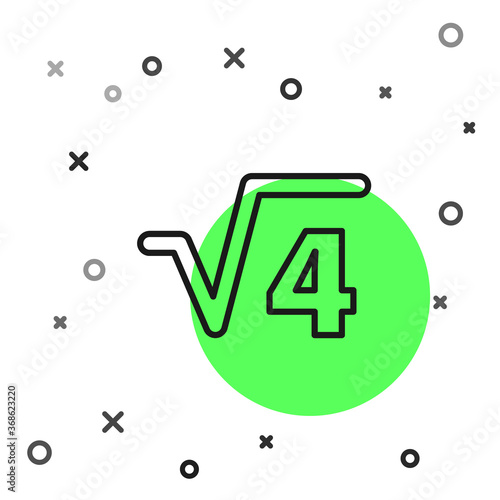 Black line Square root of 4 glyph icon isolated on white background. Mathematical expression. Vector.