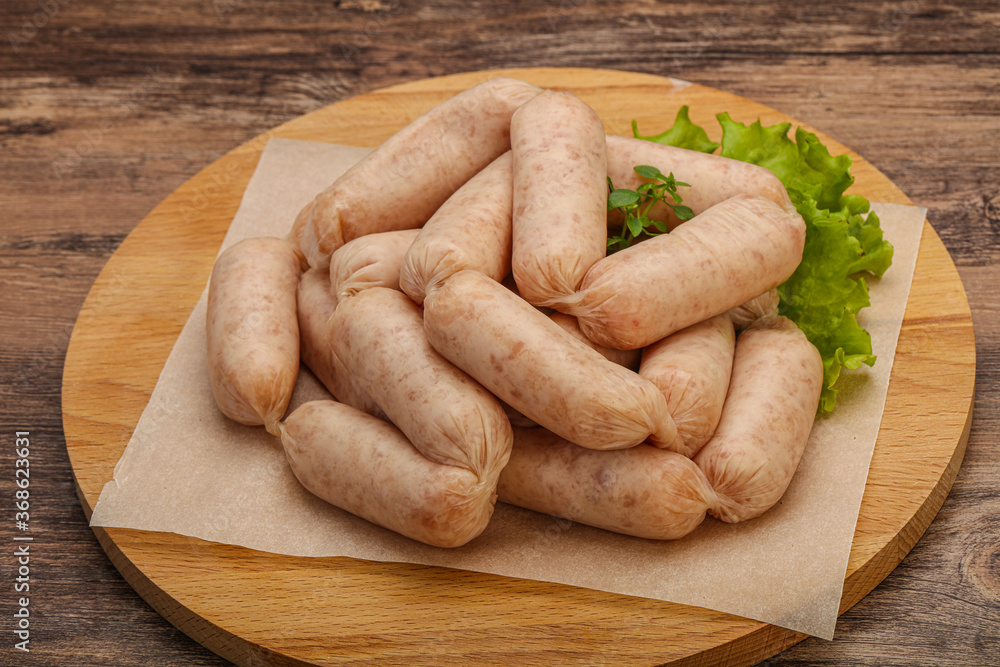 Raw natural chicken baby sausages Raw natural chicken baby sausages